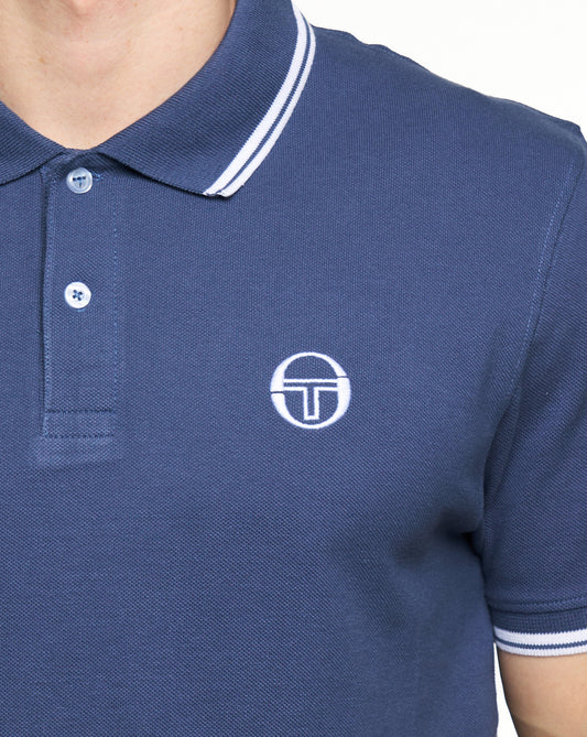 Sergio Tacchini Sergio Tacchini Tipped Polo Shirt Vintage Indigo/White