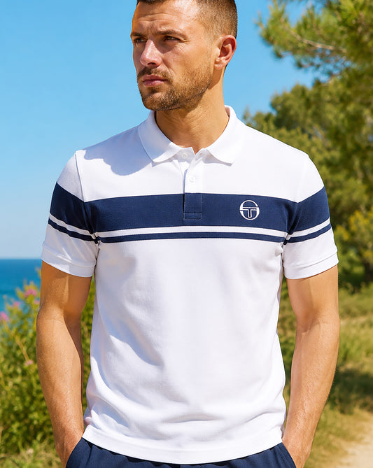 Sergio Tacchini Sergio Tacchini Young Line Polo Shirt White/Navy Blue
