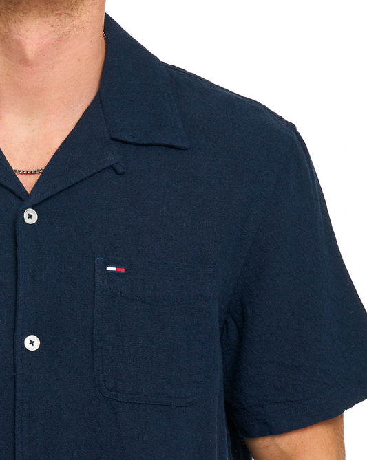 Tommy Jeans Tommy Jeans Camp Collar Linen Shirt Dark Navy