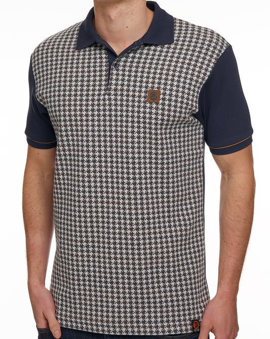 Trojan Trojan Houndstooth Panel Polo Navy