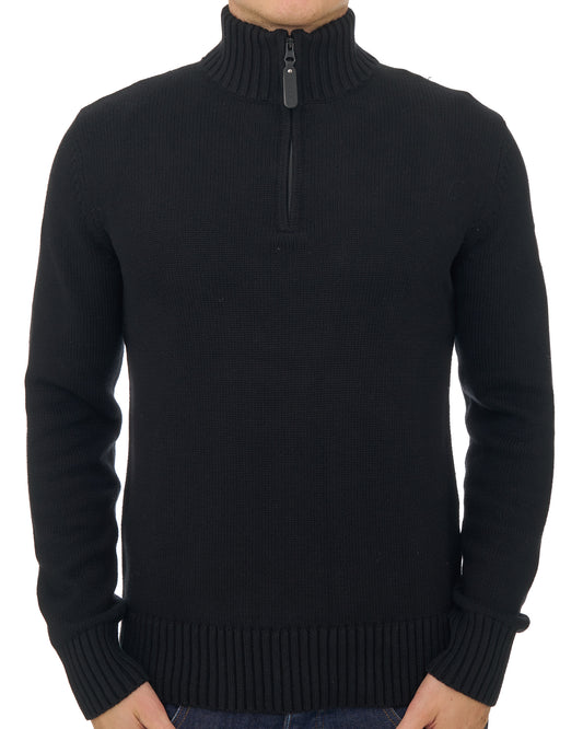 Trojan Trojan Quarter Zip Funnel Neck Knit Black