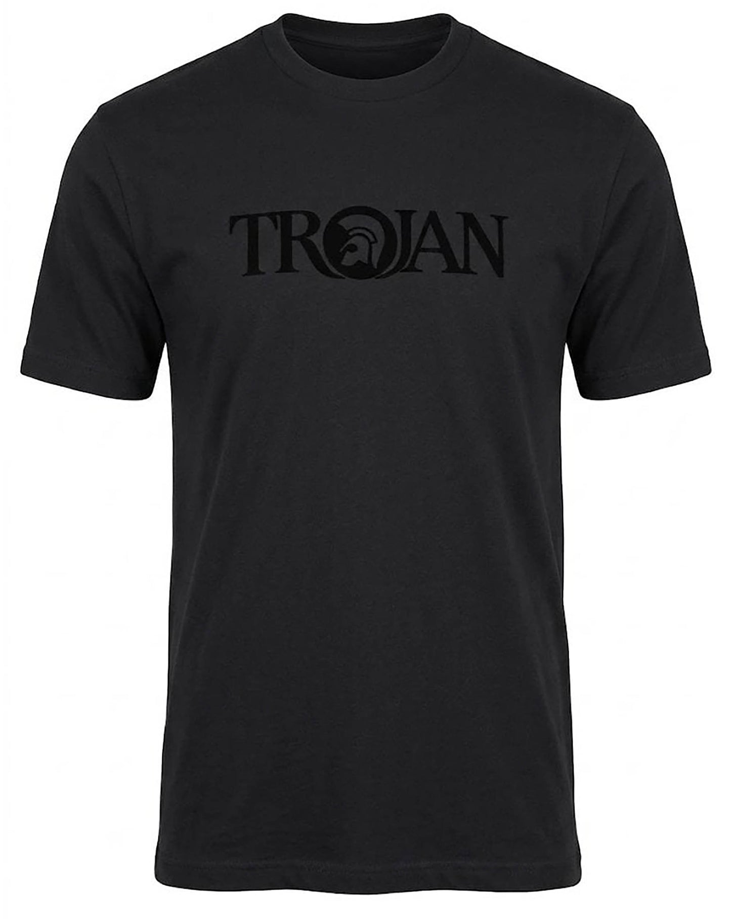 Trojan Self-Flock Print T Shirt Black