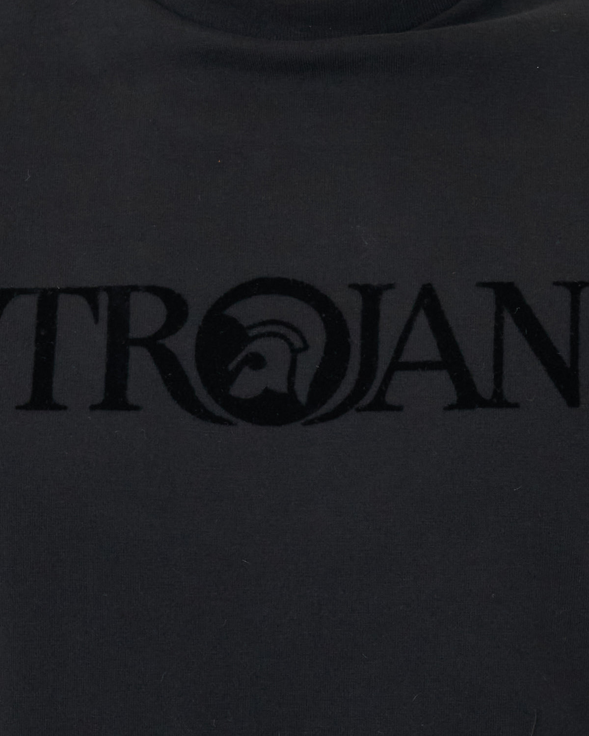 Trojan Self-Flock Print T Shirt Black