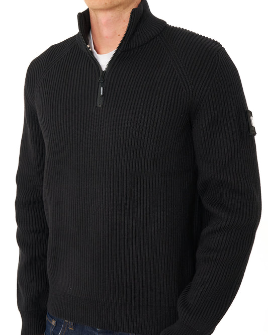 Weekend Offender Weekend Offender Snetterton 1/4 Zip Knitted Jumper Black