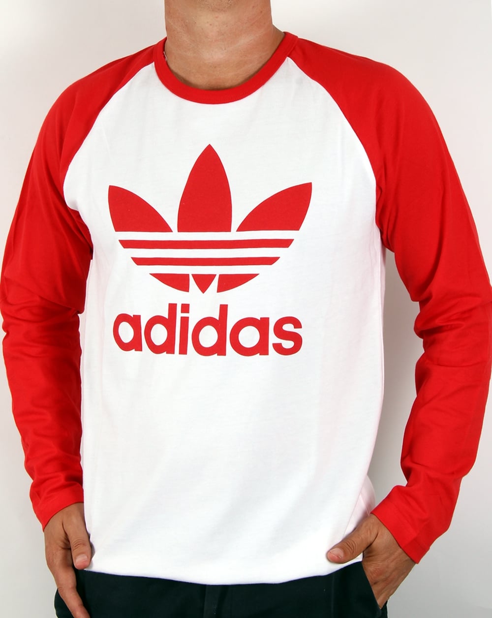 Adidas Originals Trefoil Long Sleeve Raglan T-shirt White/Red