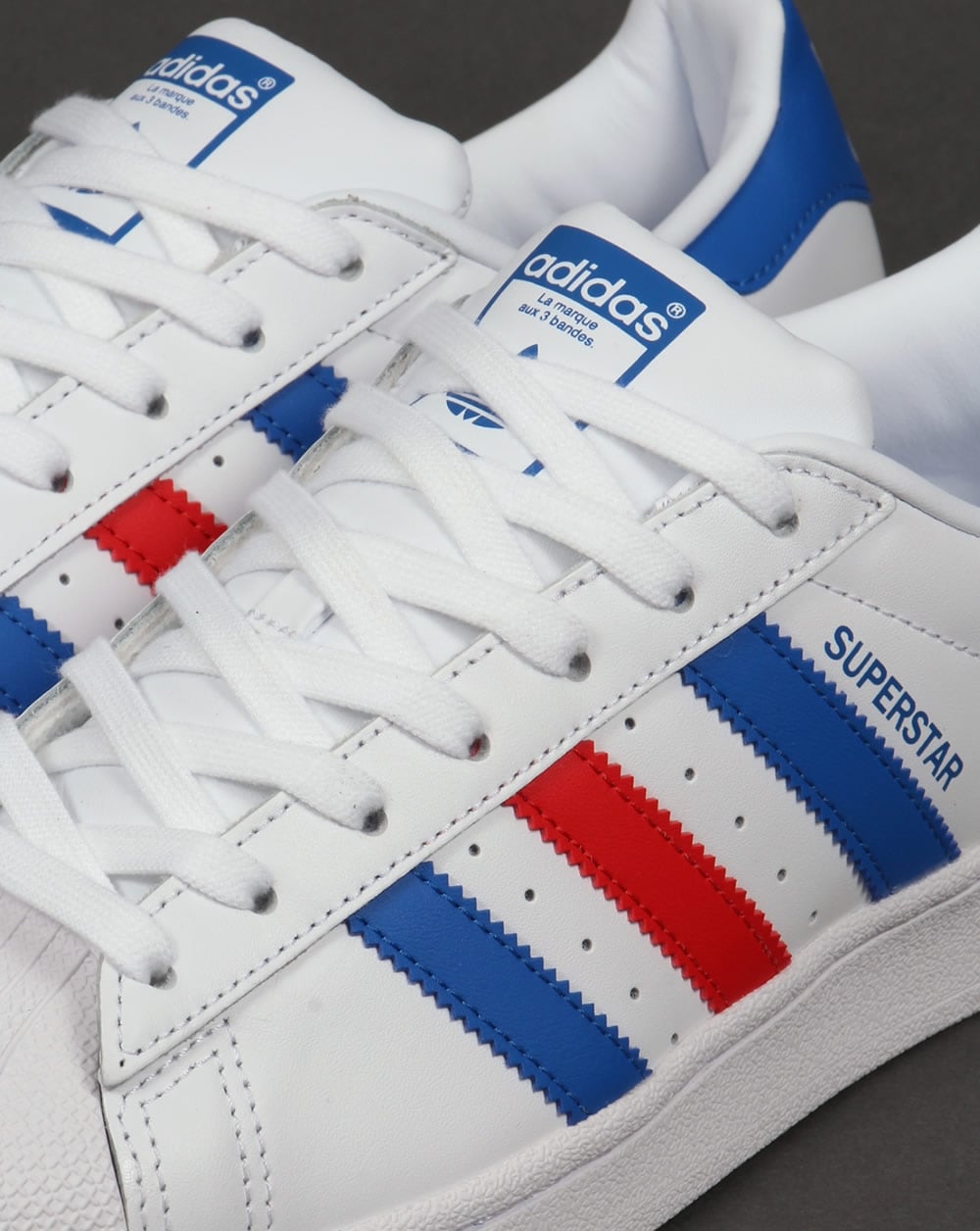 Adidas Superstar Trainers White/Blue/Red