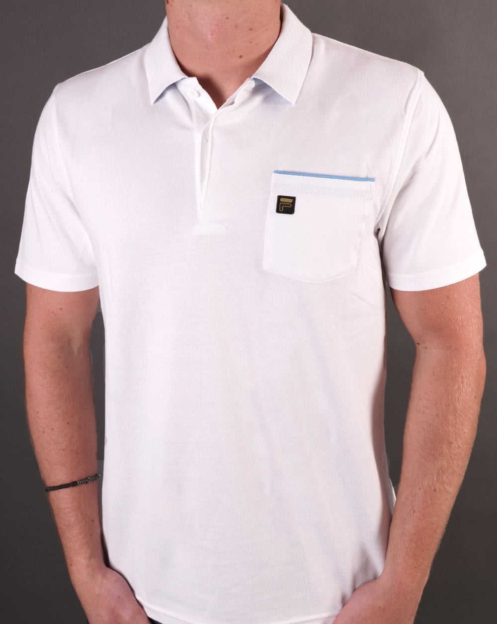 Fila Gold Bruni Polo Shirt White/Azure Blue
