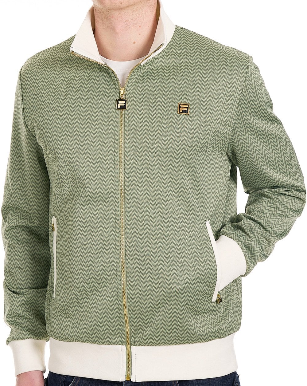 Fila Gold Mathers Herringbone Track Top Light Green/Off White