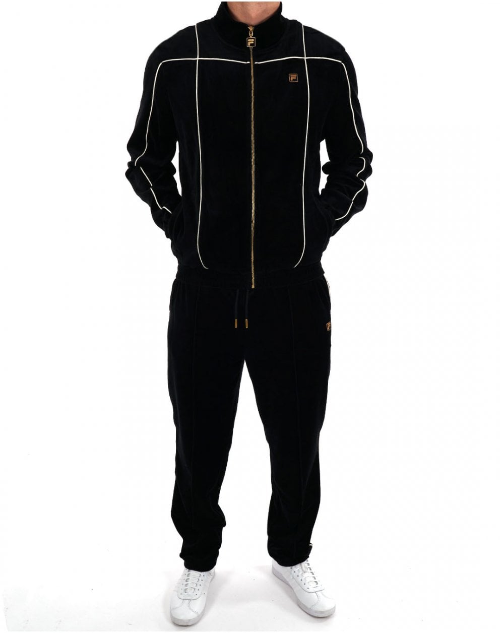 Fila Gold Piped Velour Track Top Black