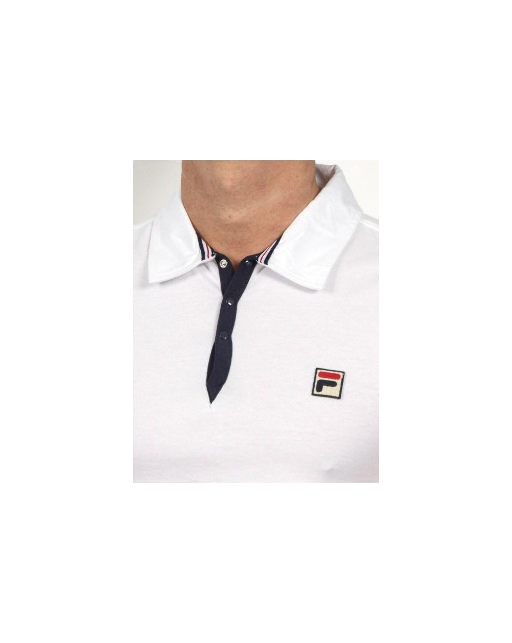 Fila Vintage 4 Stripe Polo Shirt White/Navy