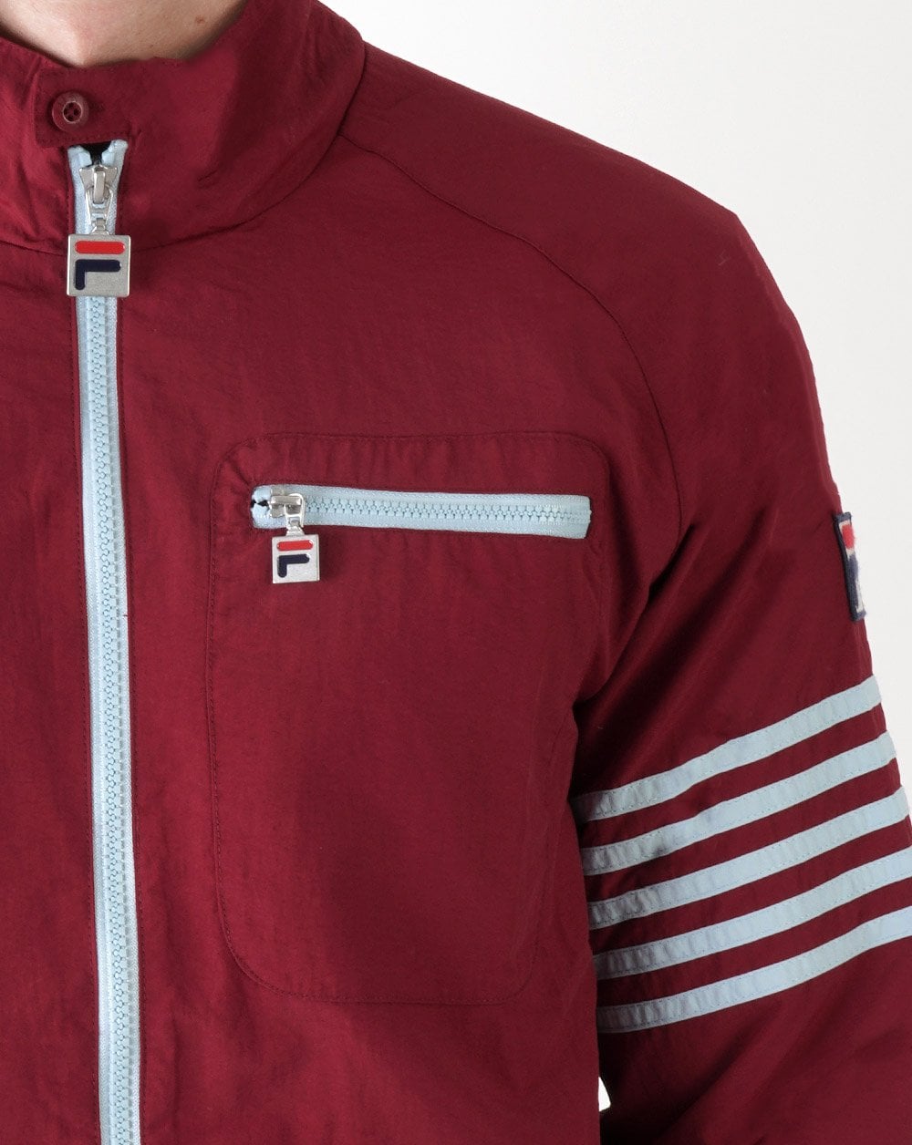 Fila Vintage 5 Stripe Jacket Claret/Sky Blue