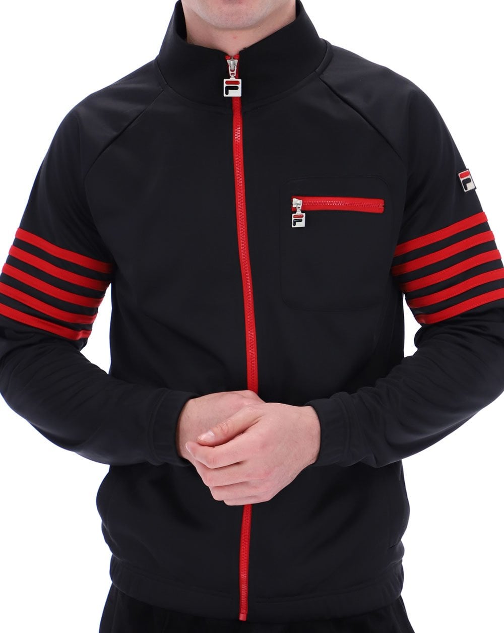Fila Vintage 5 Stripe Track Top Black/Red