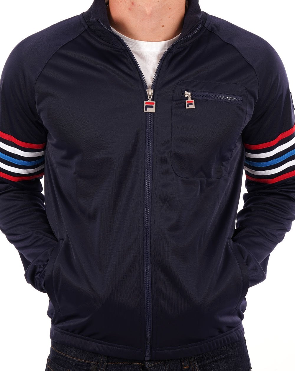 Fila Vintage 5 Stripe Track Top Navy multi