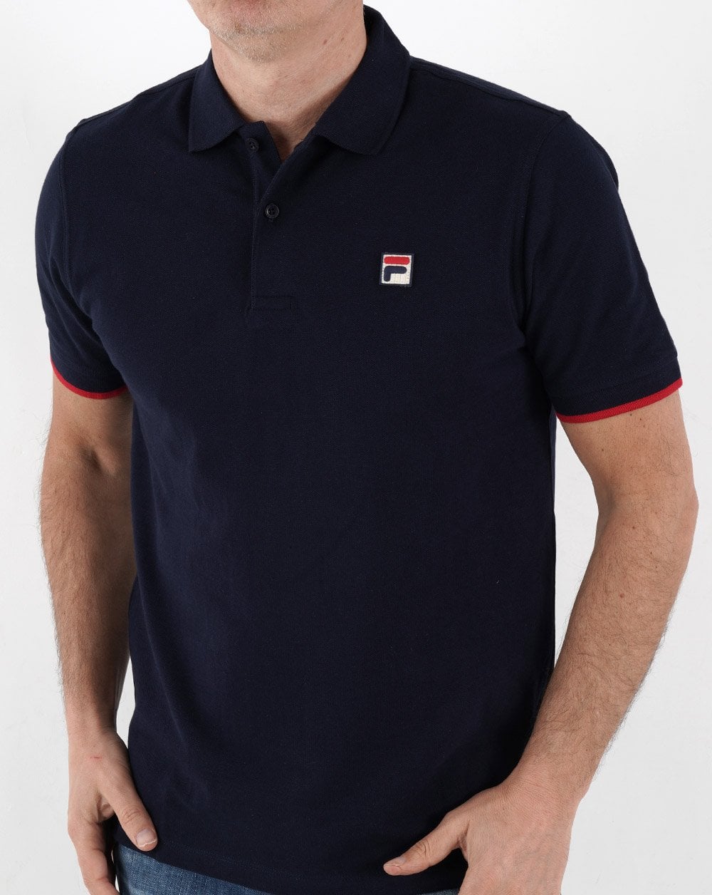 Fila Vintage Classic Polo Shirt Navy/Red
