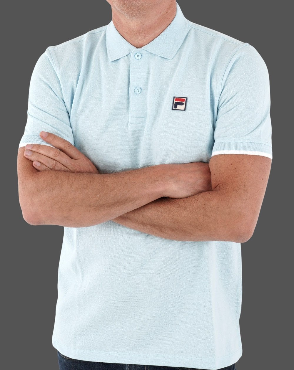 Fila Vintage Classic Polo Shirt Sky Blue/White