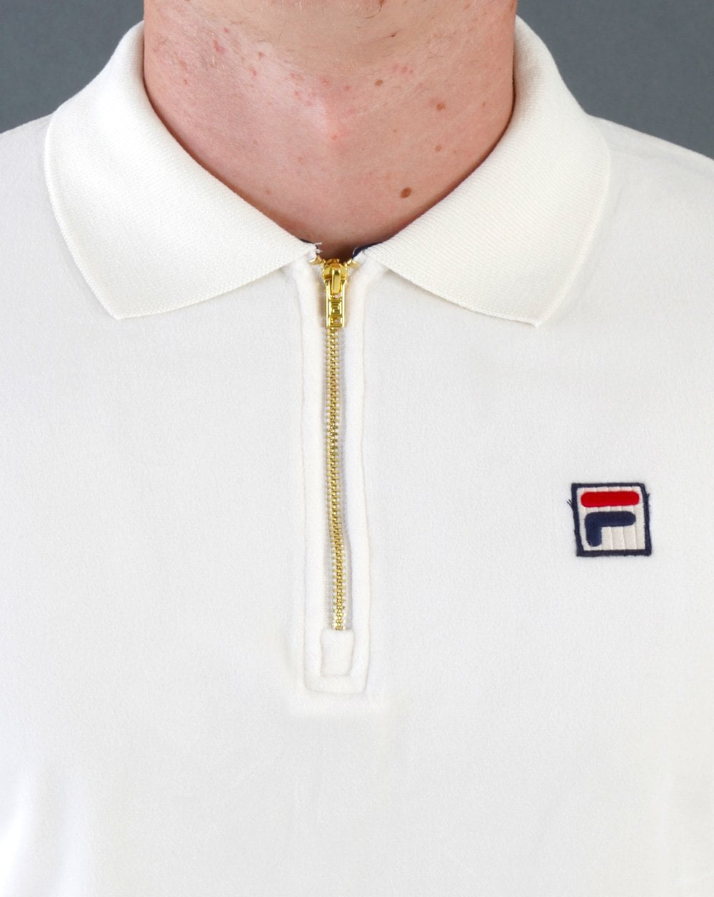 Fila Vintage Devon Velour Polo Off White