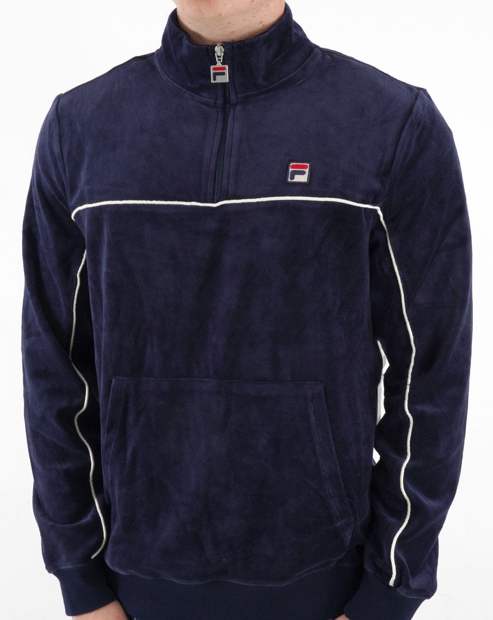 Fila Vintage Duke 1/4 Zip Velour Top Navy