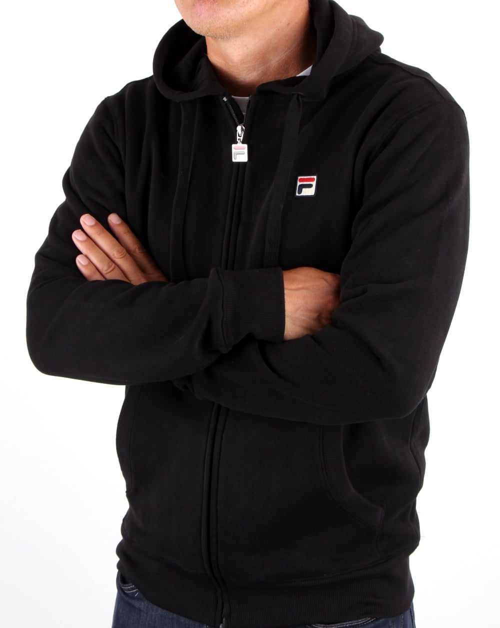 Fila Vintage Full Zip Hooded Top Black