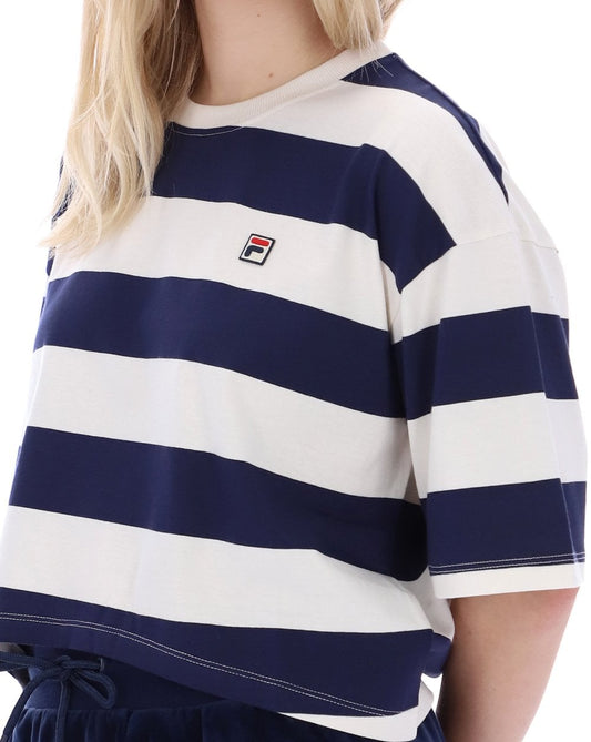 Fila Women Fila Vintage Genoa Boxy Crop Tee Navy/Gardenia