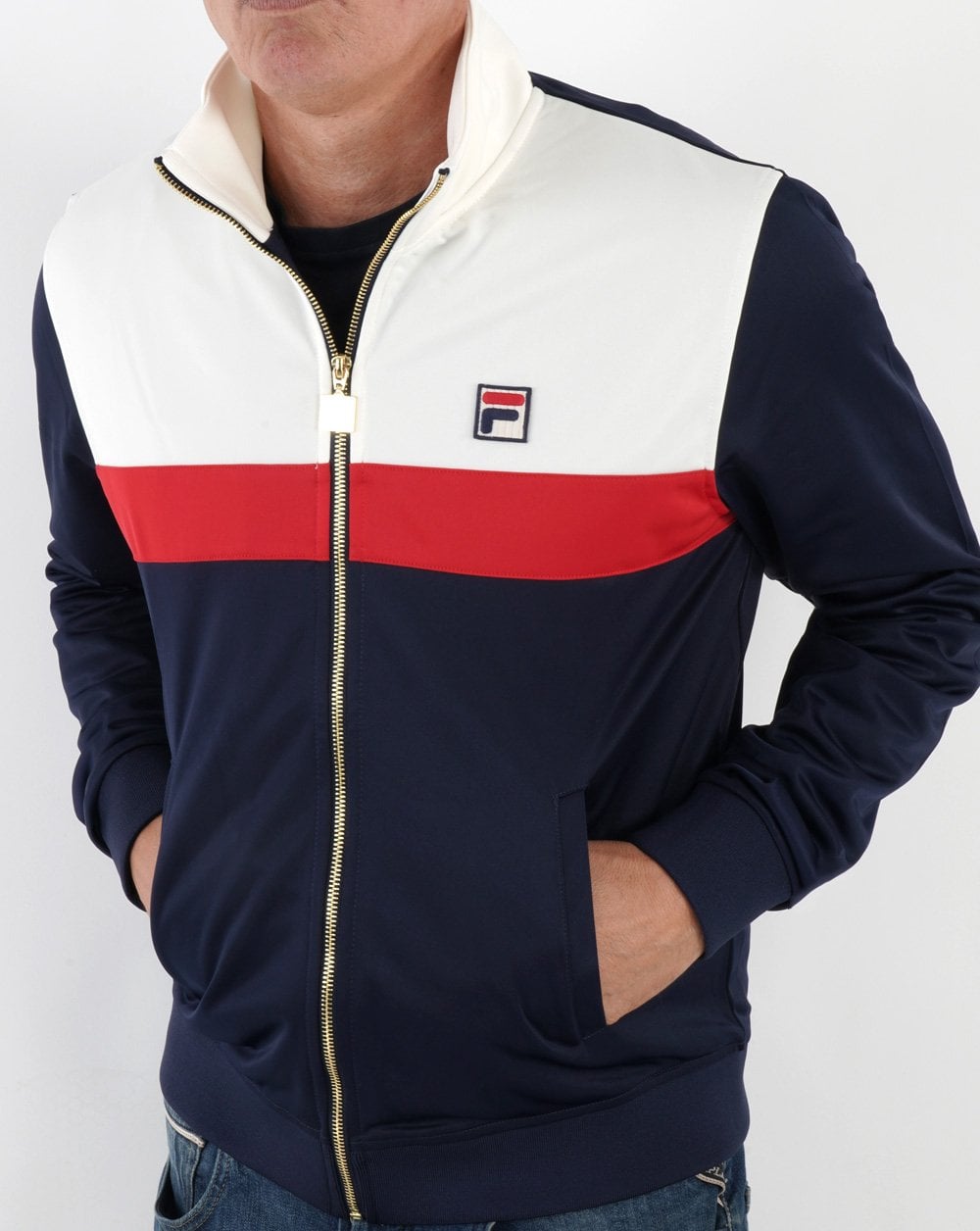 Fila Vintage Nash Track Top Navy/Off White/Red