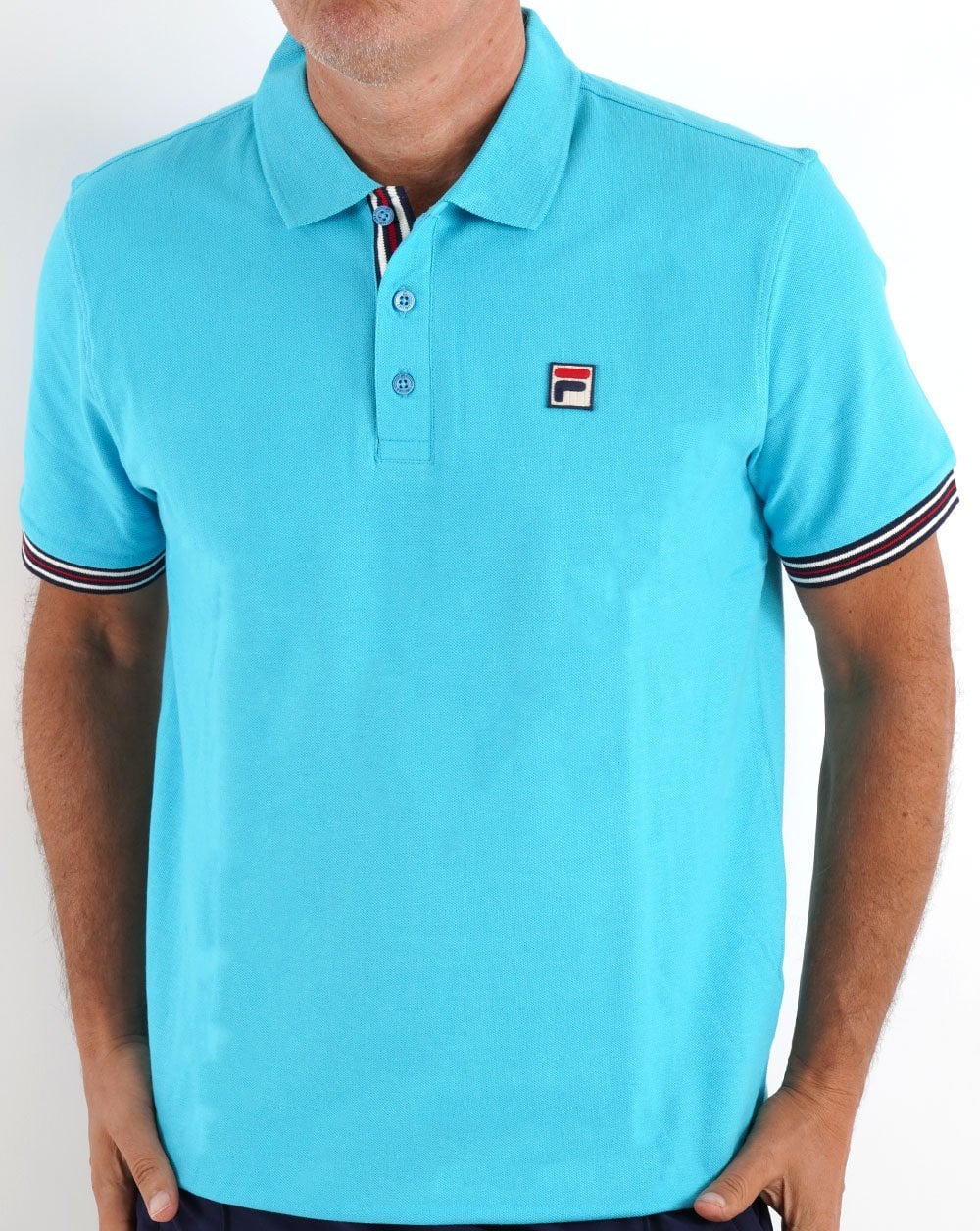 Fila Vintage Omari Polo Shirt Aqua Blue