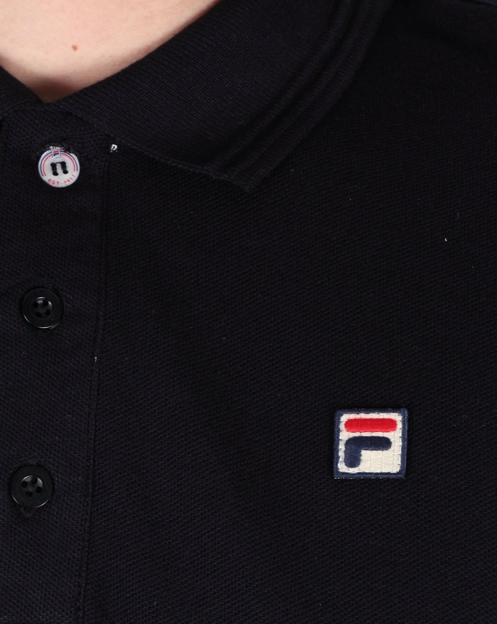 Fila Vintage Padola Long Sleeve Polo Shirt Black