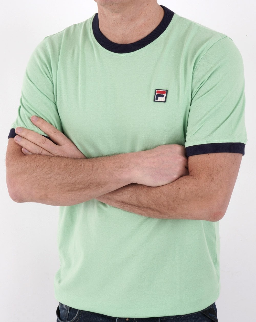 Fila Vintage Ringer T Shirt Green/Navy