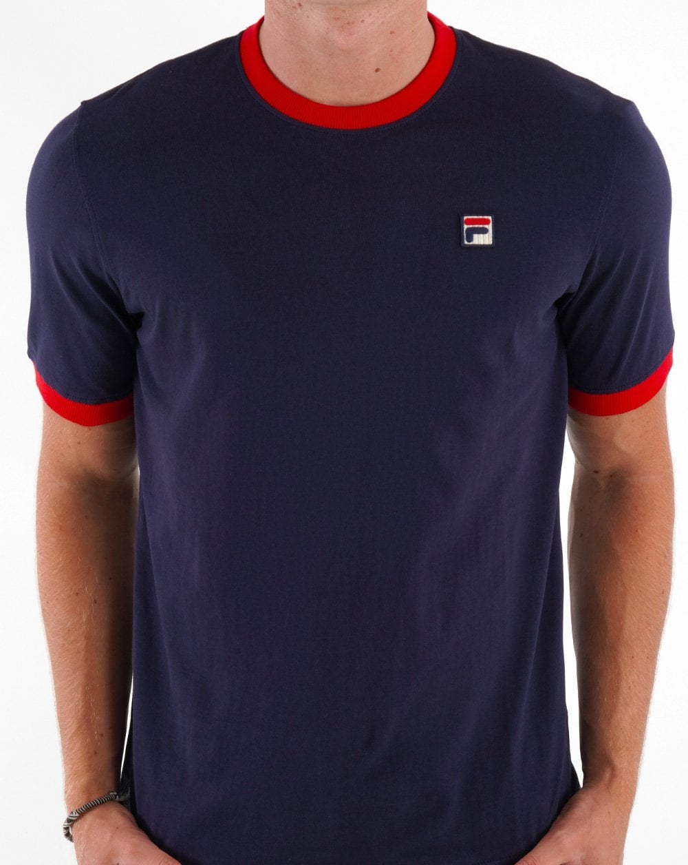 Fila Vintage Ringer T Shirt Navy/Red