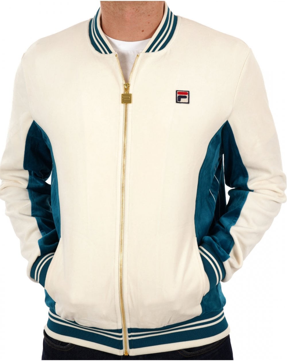 Fila Vintage Settanta Velour Mk1 Track Top Gardenia Lagoon