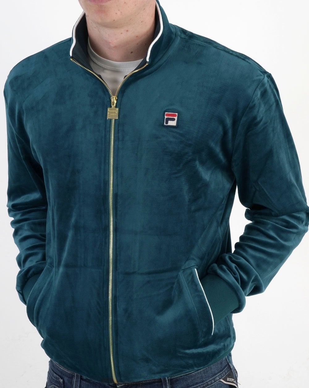 Fila Vintage Velour Track Top Dark Teal