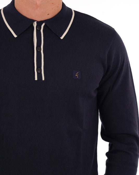 Gabicci Vintage Gabicci Vintage Lineker Knitted Polo Navy