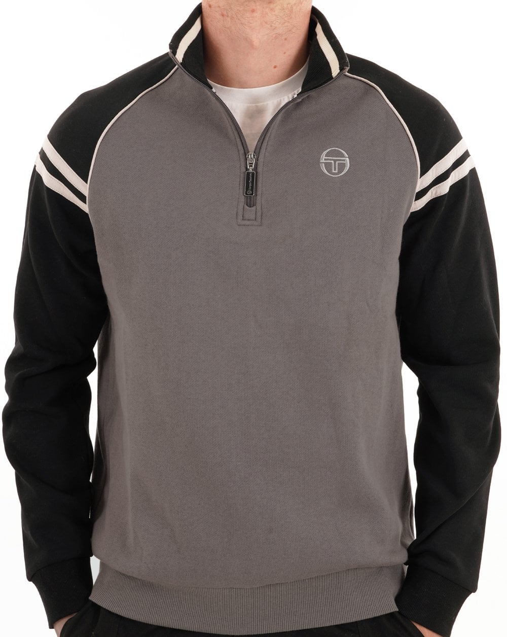 Sergio Tacchini Retro Half Zip Black Charcoal