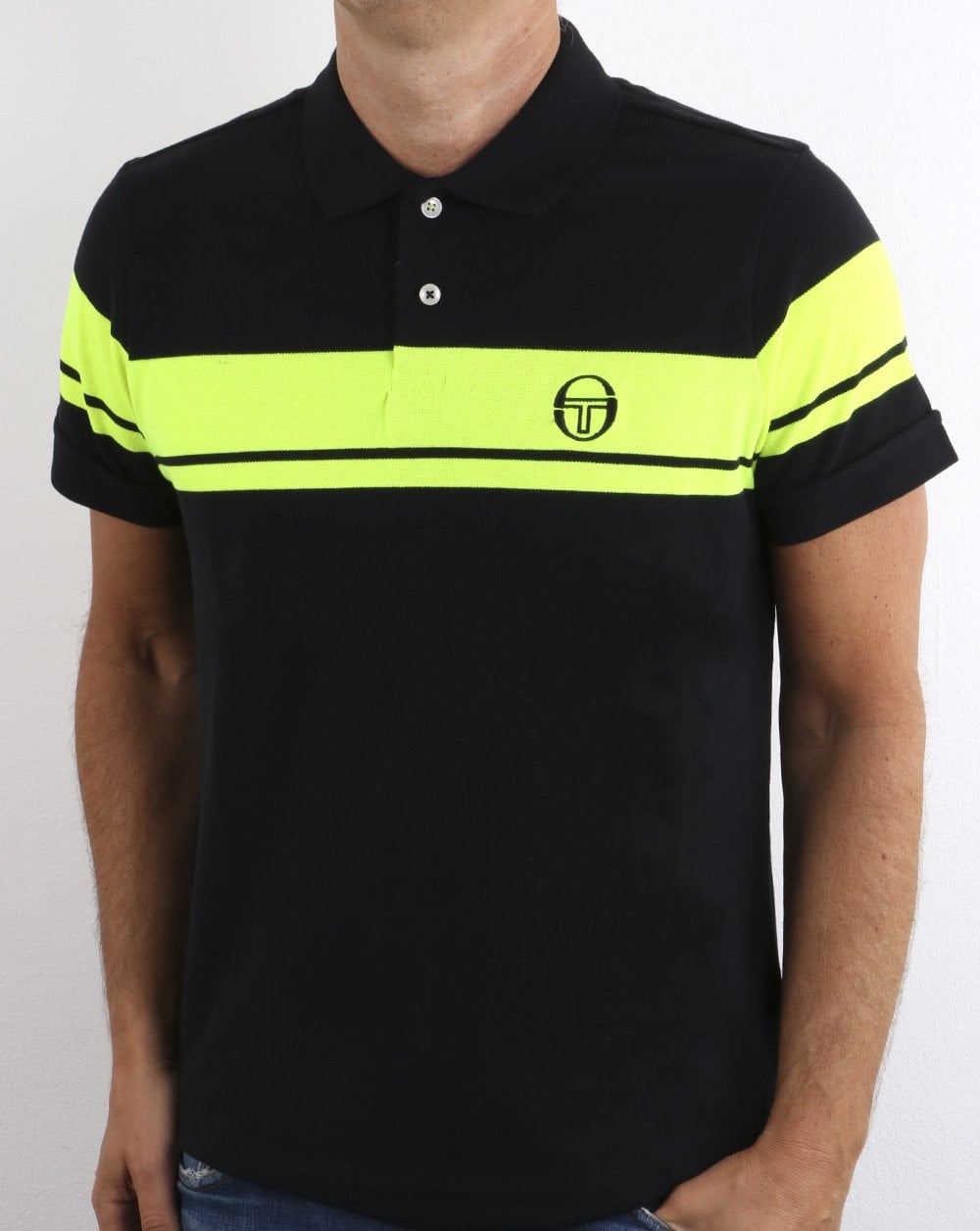 Sergio Tacchini Young Line Polo Shirt Black/Fluro