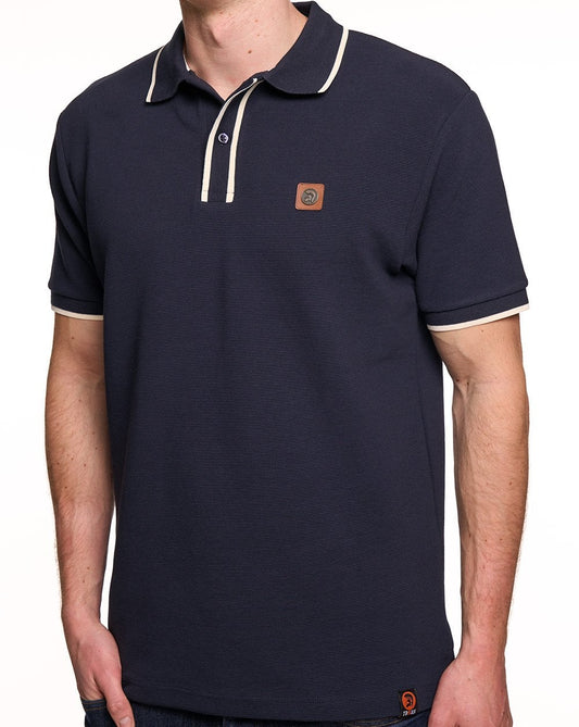 Trojan Trojan Ottoman Stripe Trim Polo Shirt Navy