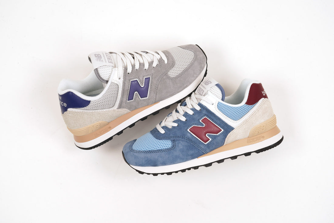 New Balance 574 trainers shoreline blue burgundy