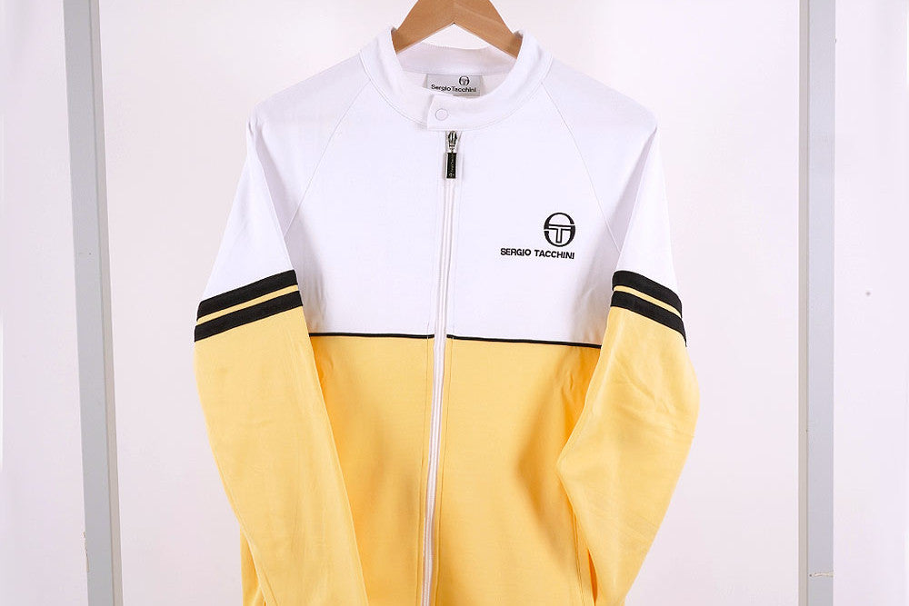 sergio tacchini orion biker track top yellow white OG
