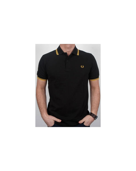 Fred Perry Twin Tipped Polo Shirt Black/Yellow
