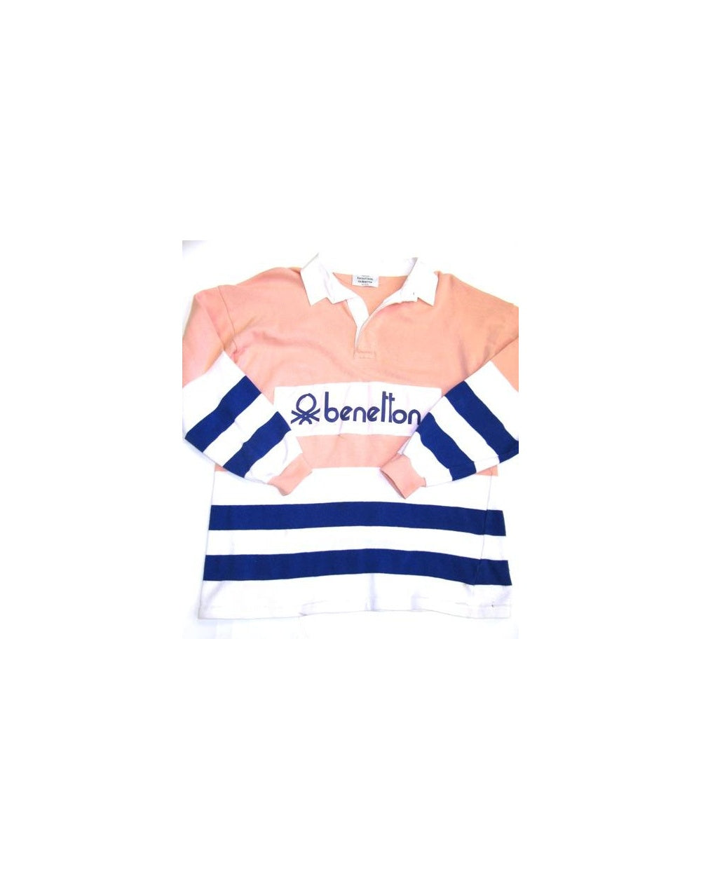 Benetton Rugby Vintage 80s Sweatshirt Peach/Navy/White