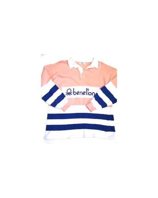 Benetton Benetton Rugby Vintage 80s Sweatshirt Peach/Navy/White