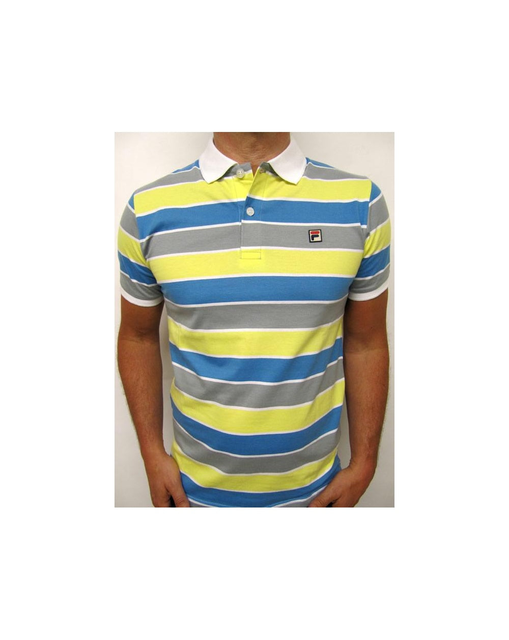 Fila Vintage Smuggler Striped Polo Yellow/Blue/Grey
