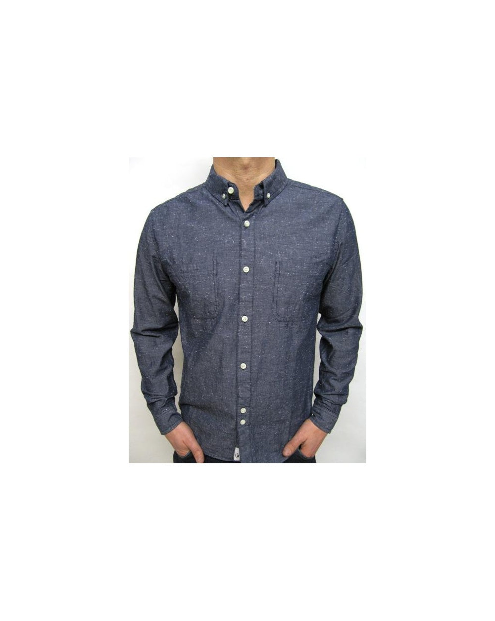 Bellfield Chiba Chambray Shirt Navy