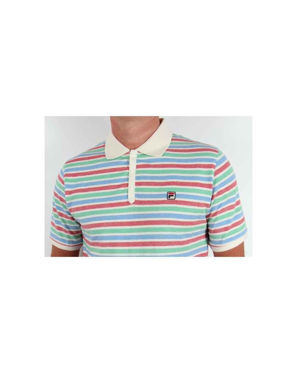 Fila Vintage Paradocks Striped Polo Shirt Gardenia/Red/Green