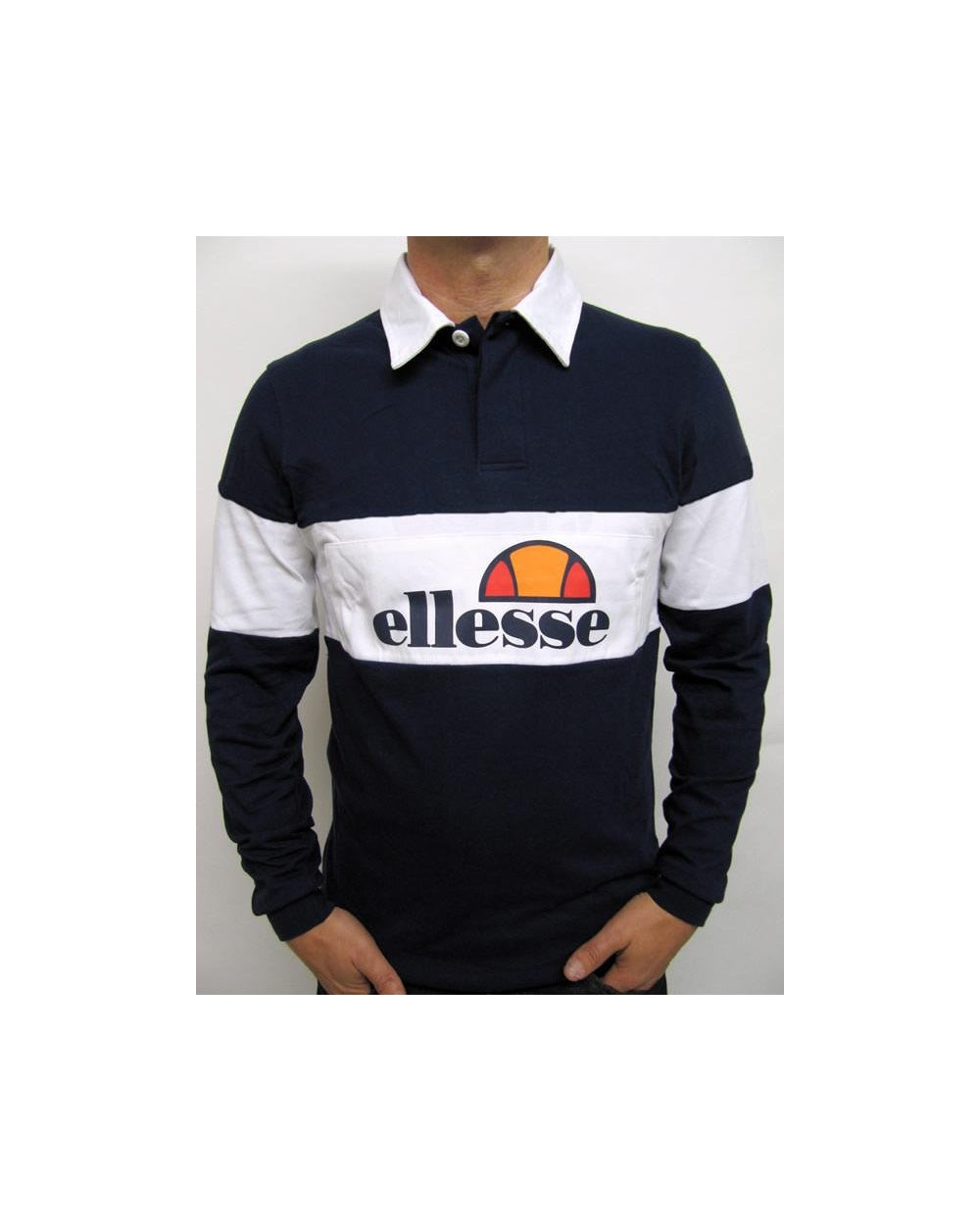 Ellesse Campari 80s Rugby Shirt Navy/White