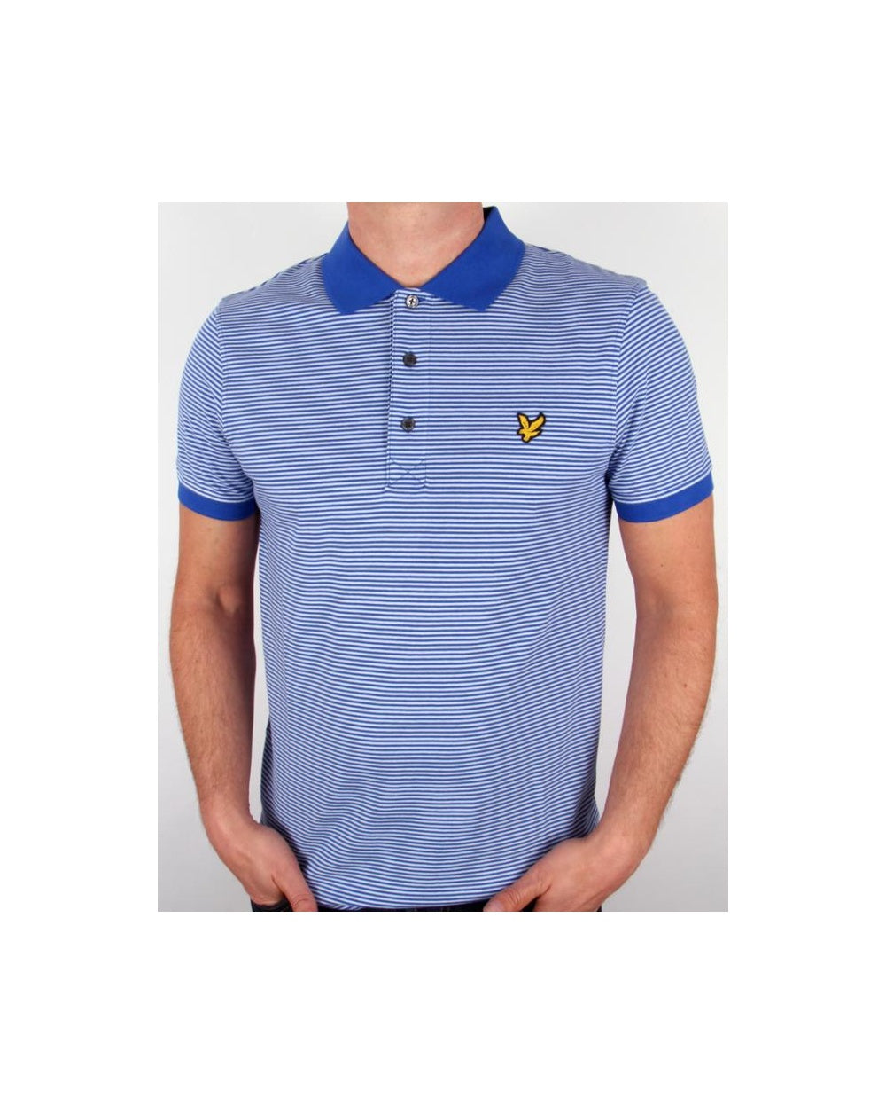 Lyle And Scott Fine Stripe Polo Shirt Blue Lagoon