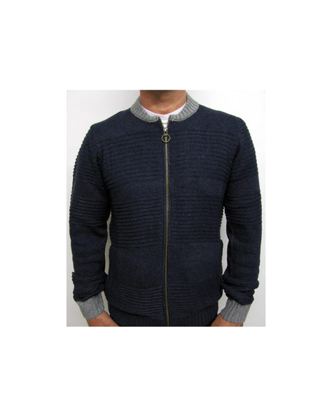 Bellfield Baffin Zip Up Knit Navy