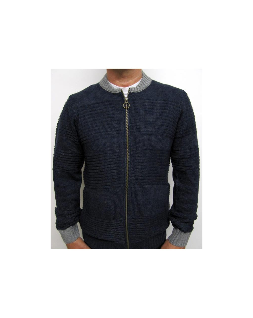 Bellfield Baffin Zip Up Knit Navy