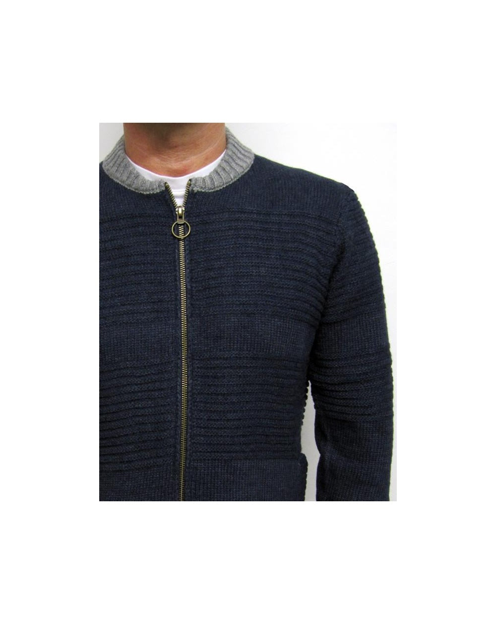 Bellfield Baffin Zip Up Knit Navy