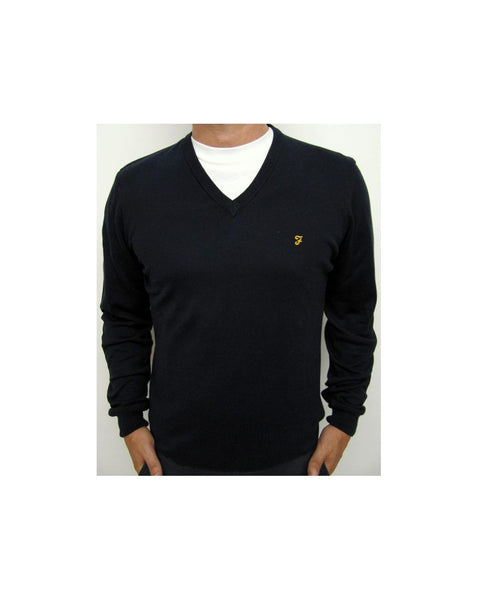 Farah Devlin V Neck Jumper Navy