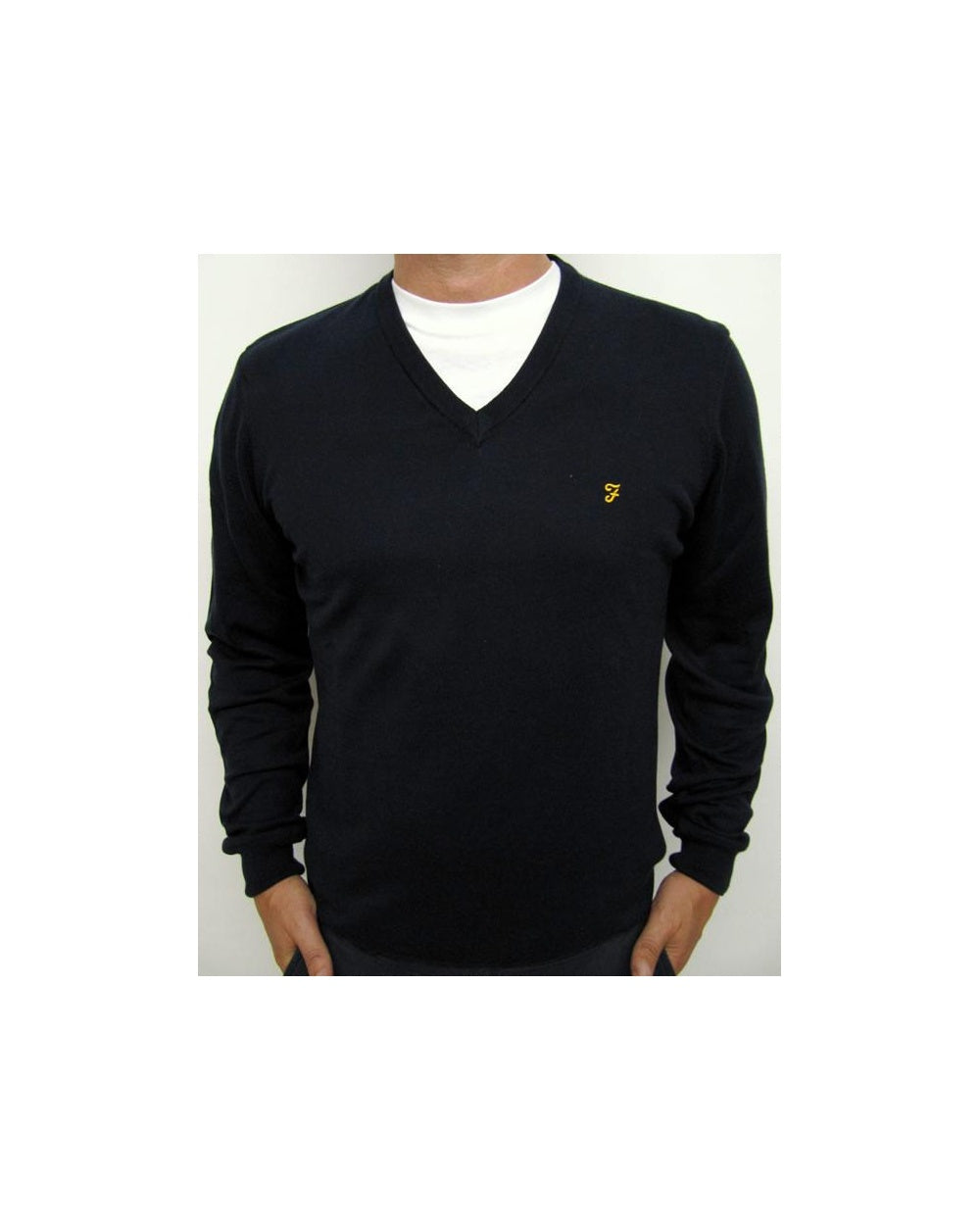 Farah Devlin V Neck Jumper Navy