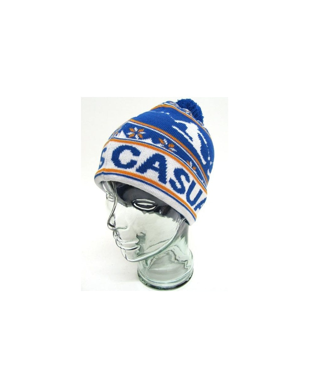 80s Casuals Ski Pom Pom Beanie Royal Blue/white/orange